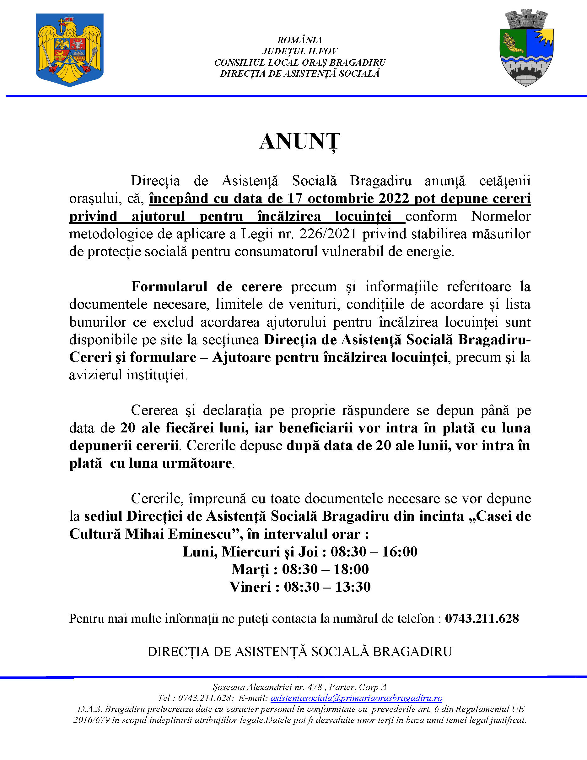 anunt incalzire